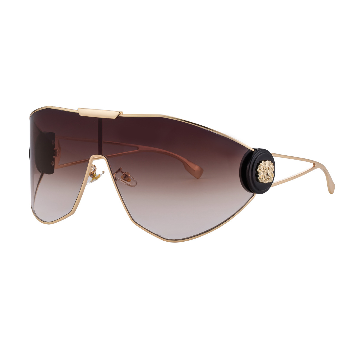 Black Plastic + Metal 2026 New Chic Women's One-Piece Sports Sunglasses. Full-Frame Design with UV400 Protection for Cycling and Outdoor Adventures. - View 5