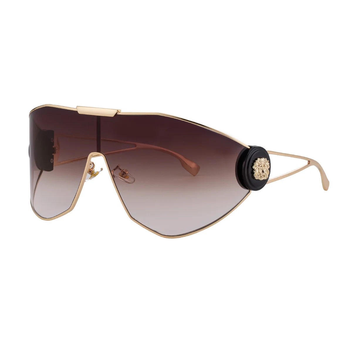 Black Plastic + Metal 2026 New Chic Women's One-Piece Sports Sunglasses. Full-Frame Design with UV400 Protection for Cycling and Outdoor Adventures. - View 5