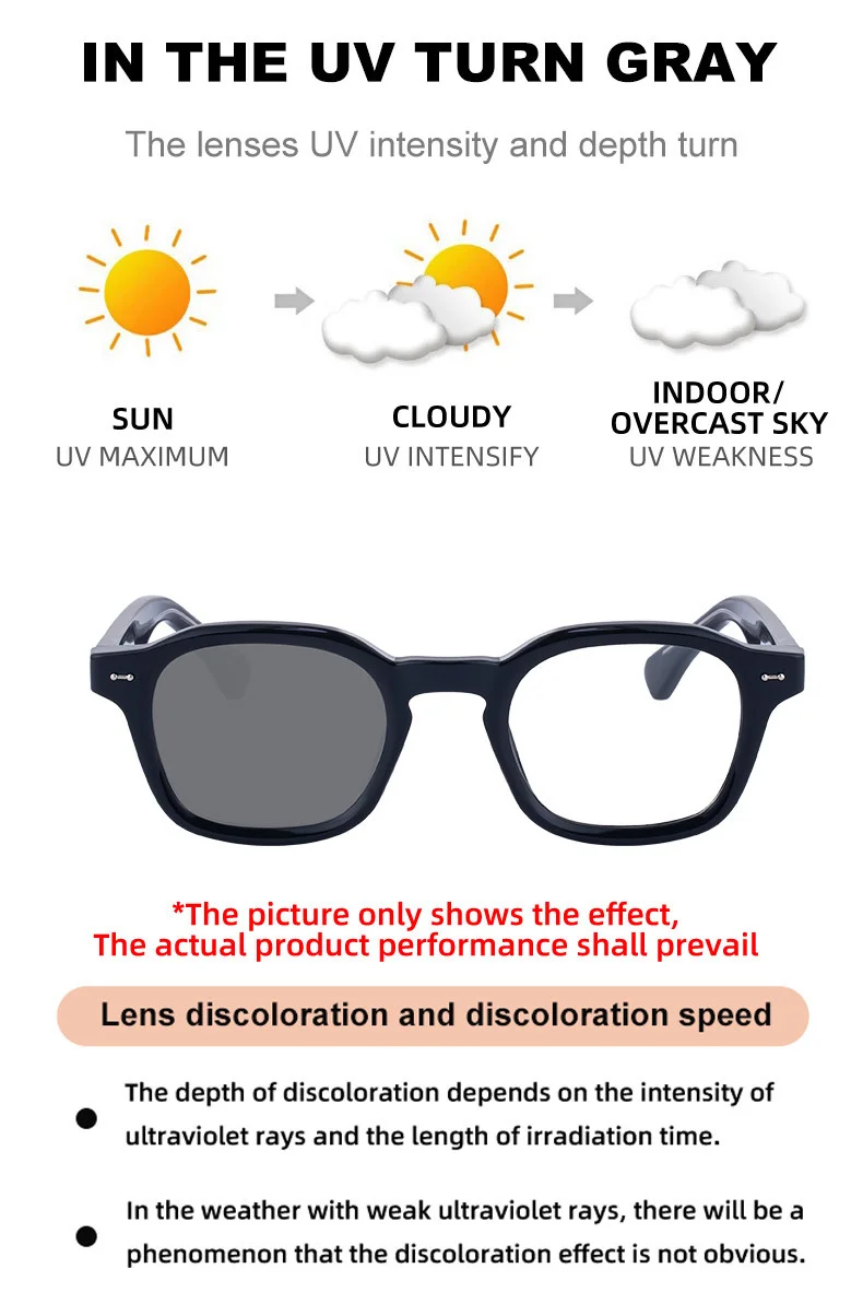 Black PC Chic Women's Mini Square Photochromic Sunglasses. Personalized Street Style Shades with UV400 Protection for Outdoor Looks - Details 7