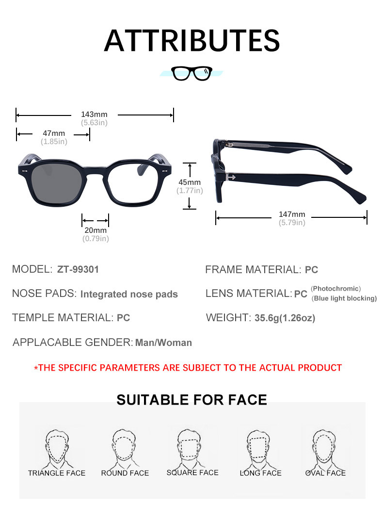 Chic Women's Mini Square Photochromic Sunglasses. Personalized Street Style Shades with UV400 Protection for Outdoor Looks Details and Specifications