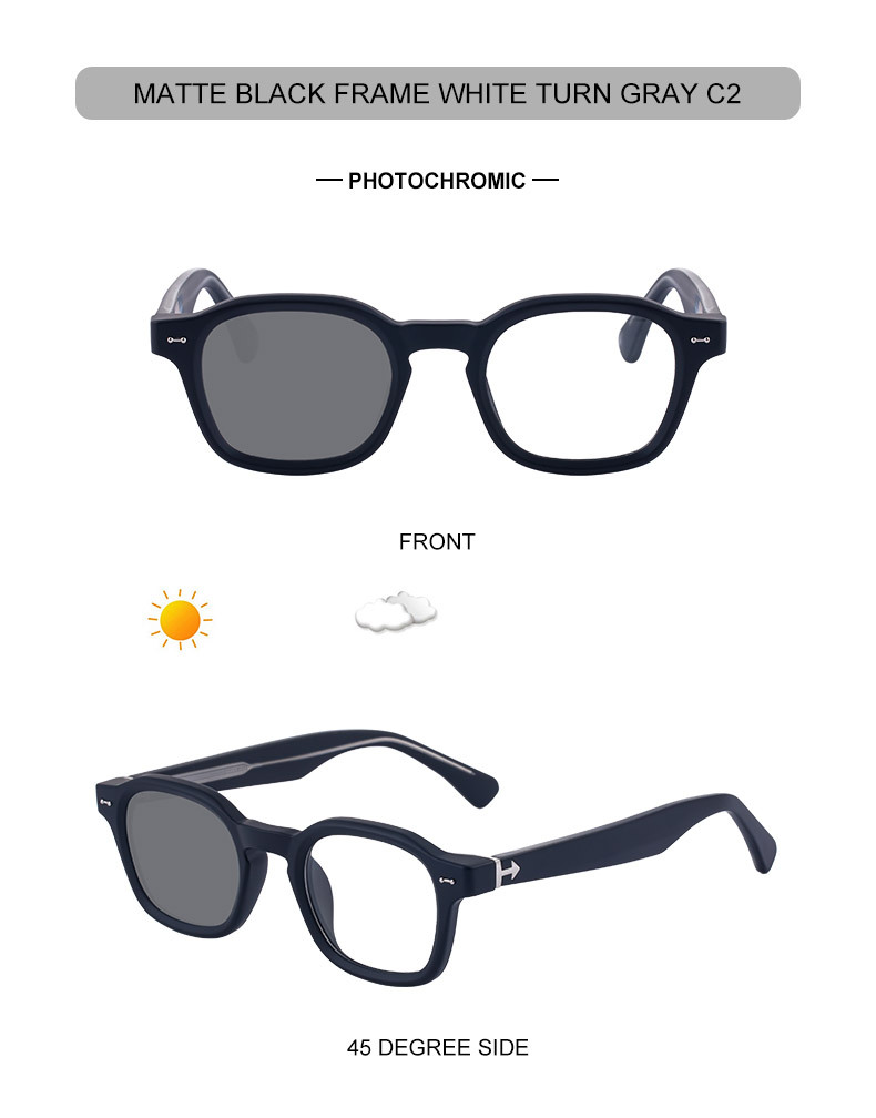 Black PC Chic Women's Mini Square Photochromic Sunglasses. Personalized Street Style Shades with UV400 Protection for Outdoor Looks - Details 16