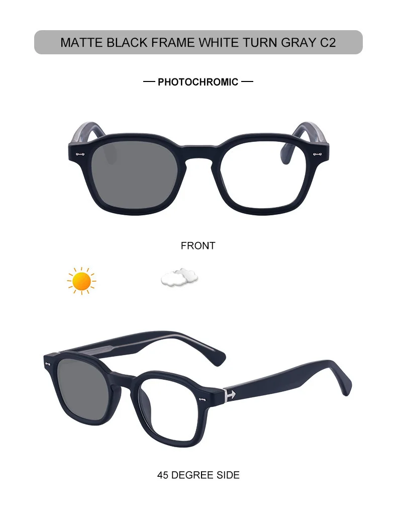 Black PC Chic Women's Mini Square Photochromic Sunglasses. Personalized Street Style Shades with UV400 Protection for Outdoor Looks - Details 16