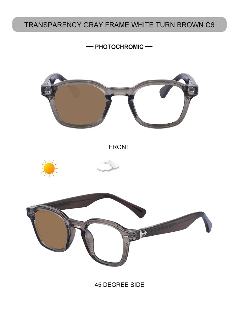 Black PC Chic Women's Mini Square Photochromic Sunglasses. Personalized Street Style Shades with UV400 Protection for Outdoor Looks - Details 20
