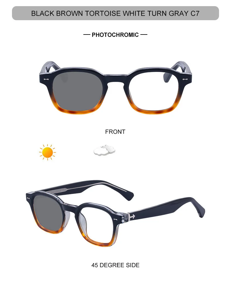 Black PC Chic Women's Mini Square Photochromic Sunglasses. Personalized Street Style Shades with UV400 Protection for Outdoor Looks - Details 21