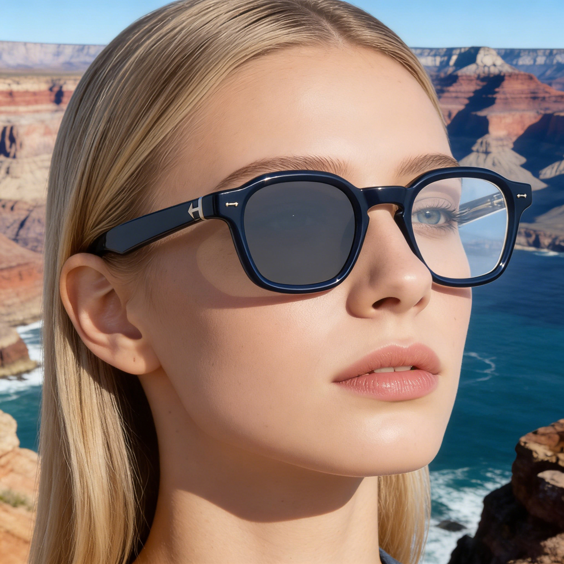 Black PC Chic Women's Mini Square Photochromic Sunglasses. Personalized Street Style Shades with UV400 Protection for Outdoor Looks - View 1