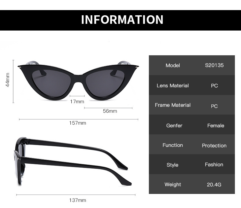Multiple colors available PC New Fashion Small Frame Cat-Eye Sunglasses / $0.74 per pair (Wholesale Price) - View 4