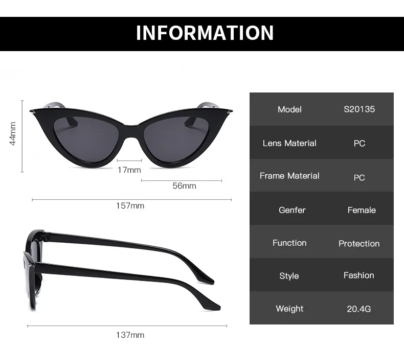 Multiple colors available PC New Fashion Small Frame Cat-Eye Sunglasses / $0.74 per pair (Wholesale Price) - View 4