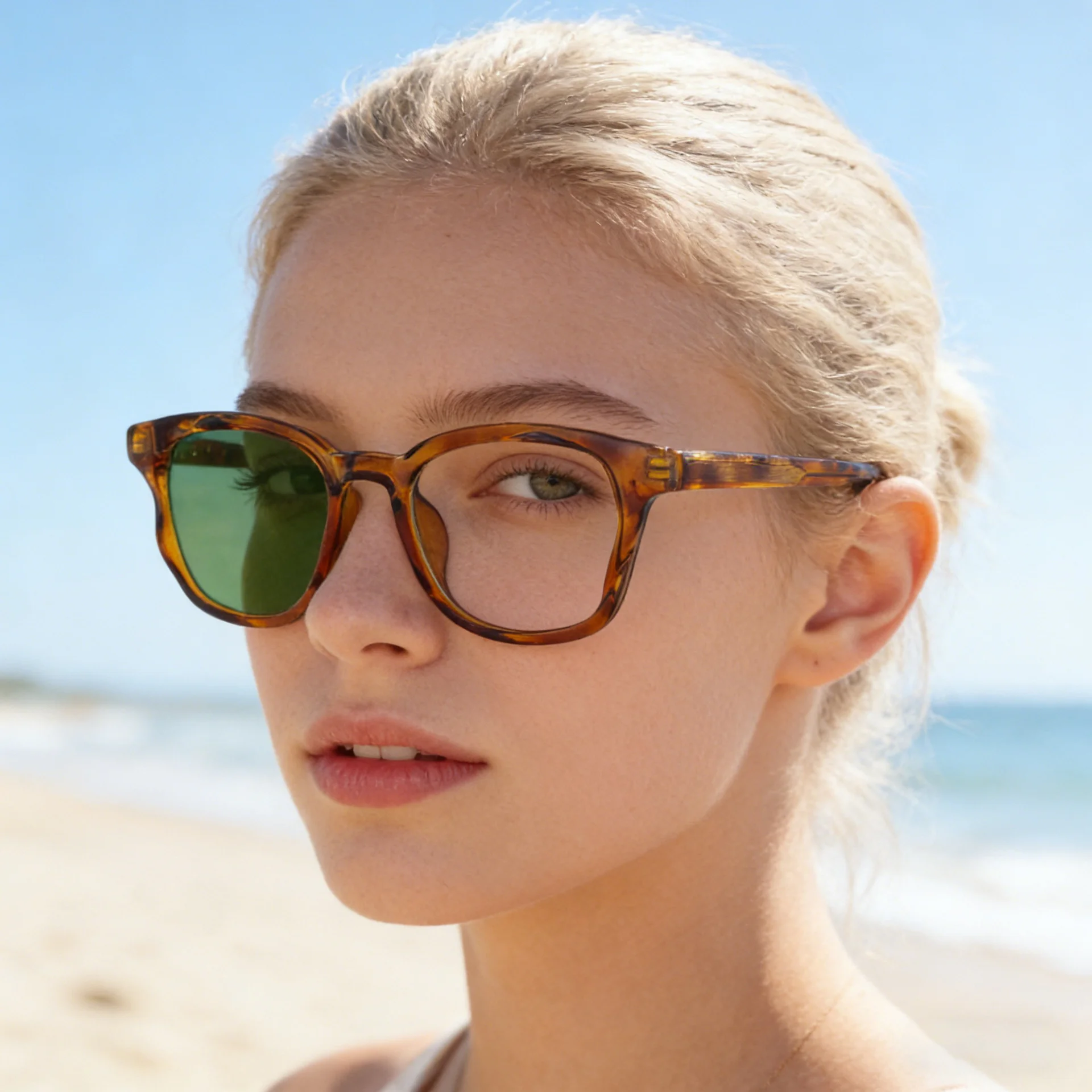 Black PC Trendy Women's Square Photochromic Sunglasses – EU/US Style Propionate Frame with Insert Pins for Outdoor UV Protection - Details 2