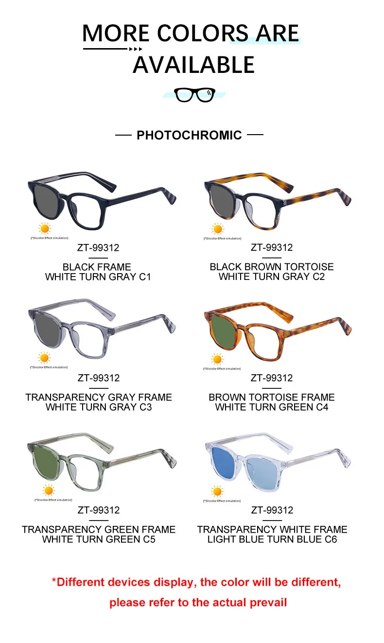 Black PC Trendy Women's Square Photochromic Sunglasses – EU/US Style Propionate Frame with Insert Pins for Outdoor UV Protection - Details 15