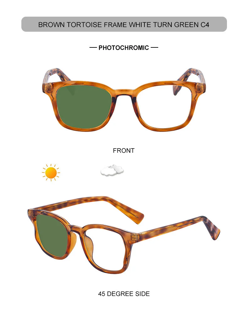 Black PC Trendy Women's Square Photochromic Sunglasses – EU/US Style Propionate Frame with Insert Pins for Outdoor UV Protection - Details 20
