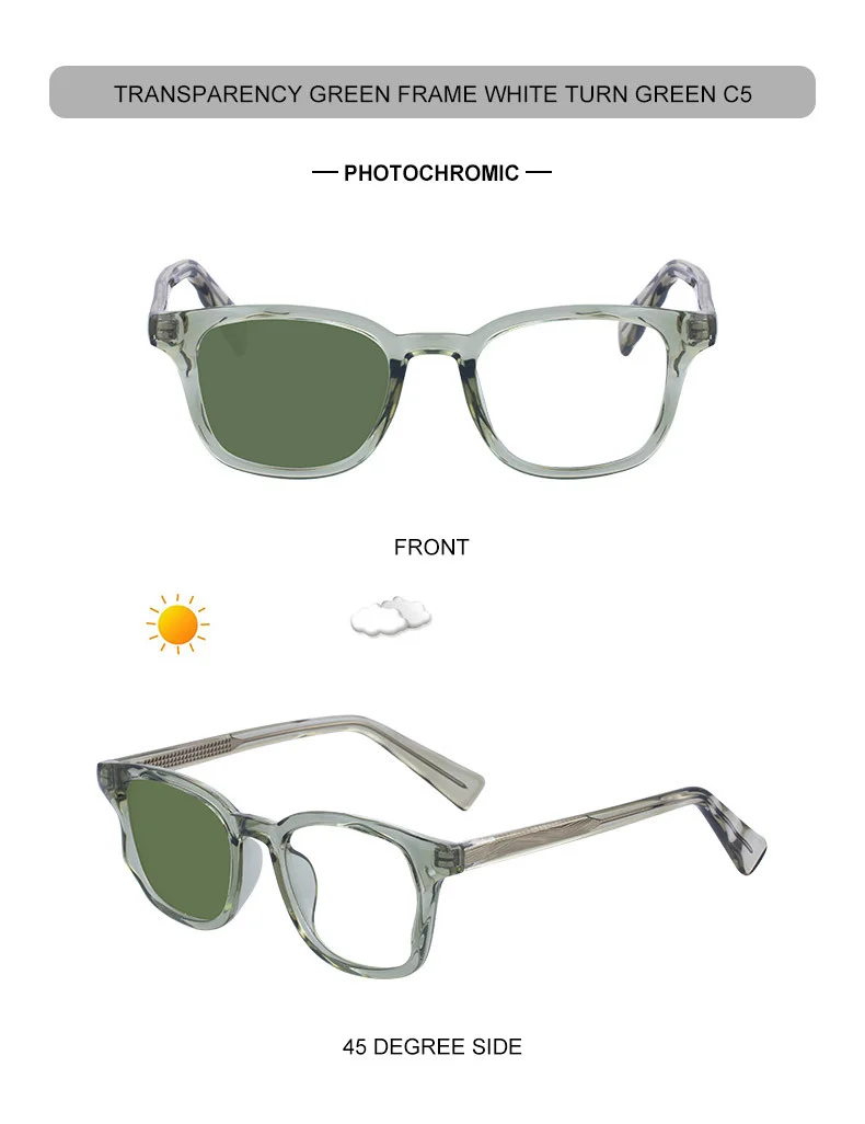 Black PC Trendy Women's Square Photochromic Sunglasses – EU/US Style Propionate Frame with Insert Pins for Outdoor UV Protection - Details 21