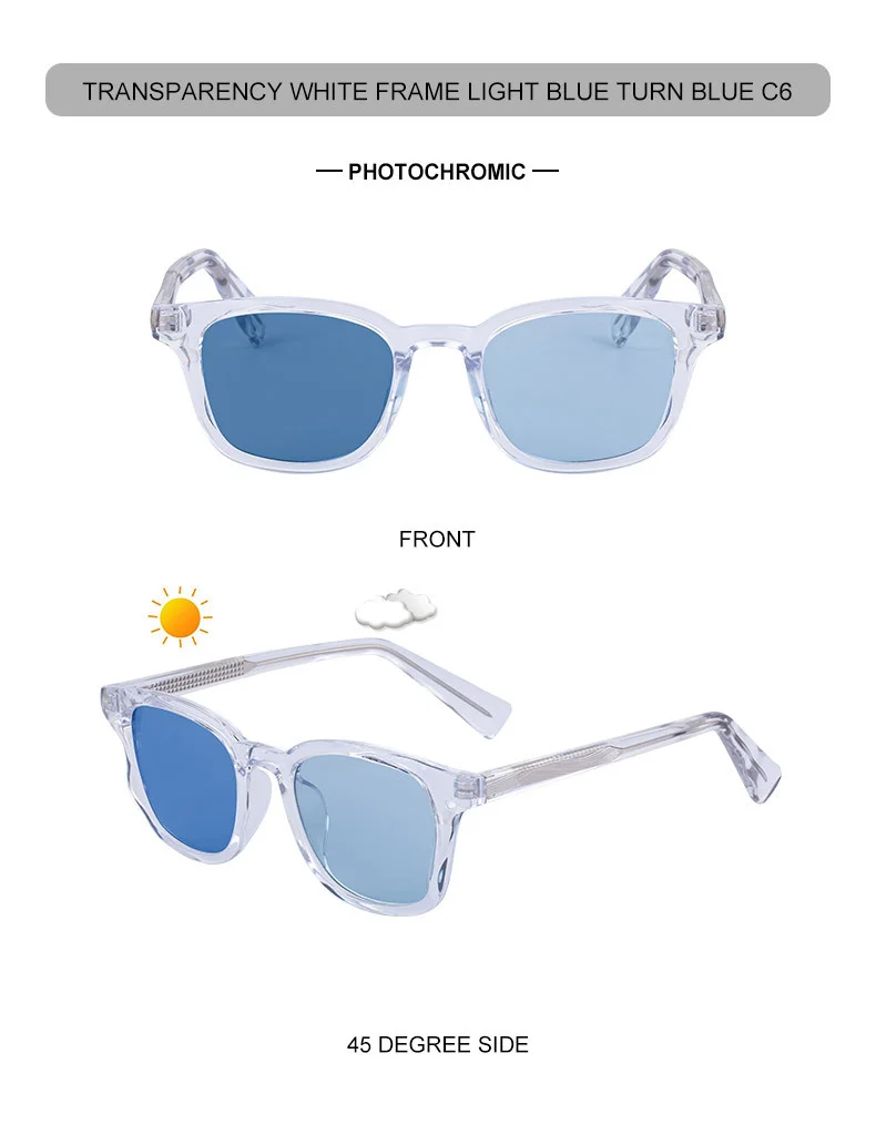 Black PC Trendy Women's Square Photochromic Sunglasses – EU/US Style Propionate Frame with Insert Pins for Outdoor UV Protection - Details 22