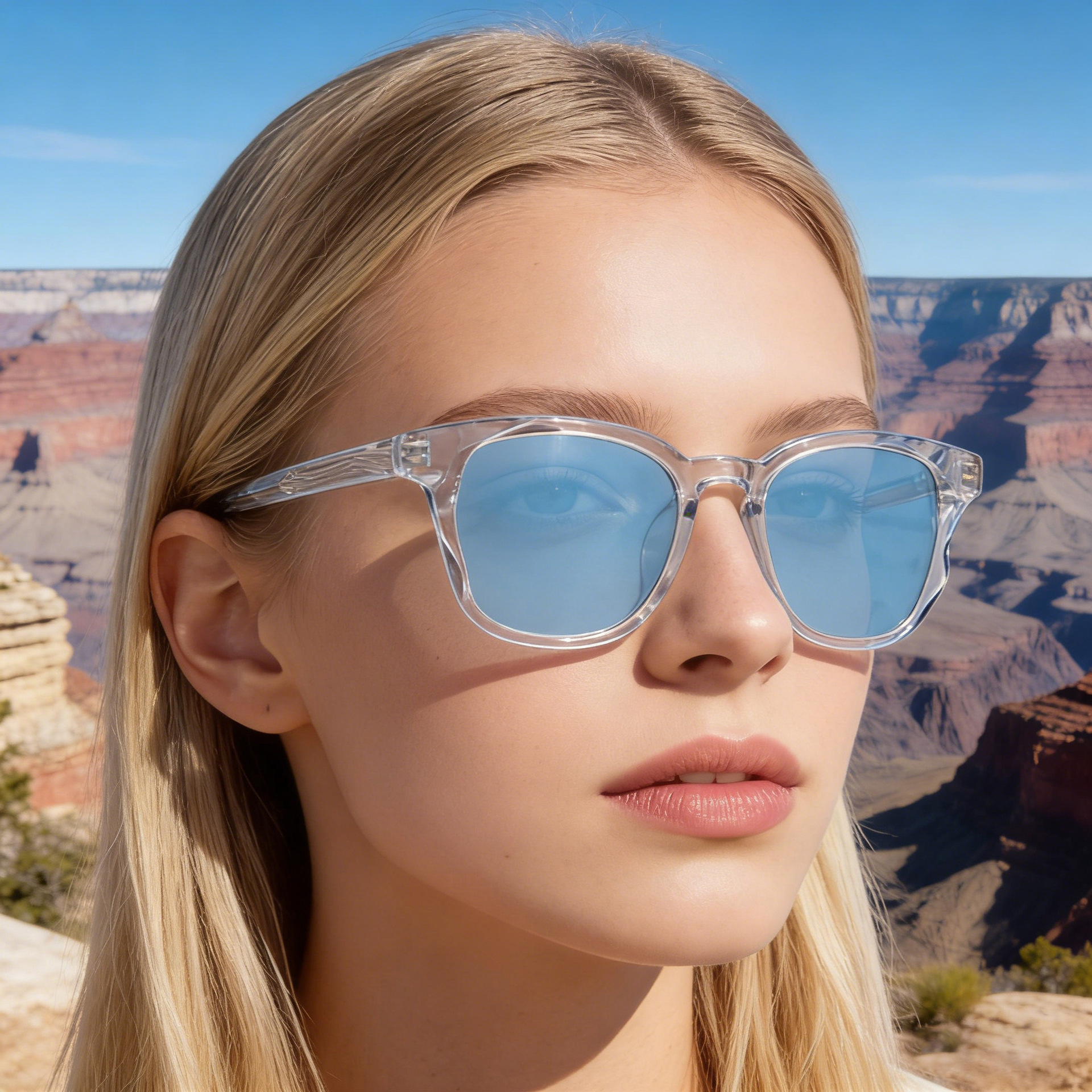 Trendy Women's Square Sunglasses - Unique Versatile Style, Premium Propionate Frame with Signature Pin Temples Details and Specifications