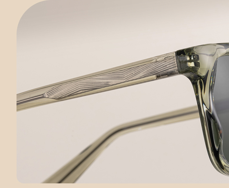 Black PC Trendy Women's Square Sunglasses - Unique Versatile Style, Premium Propionate Frame with Signature Pin Temples - Details 8