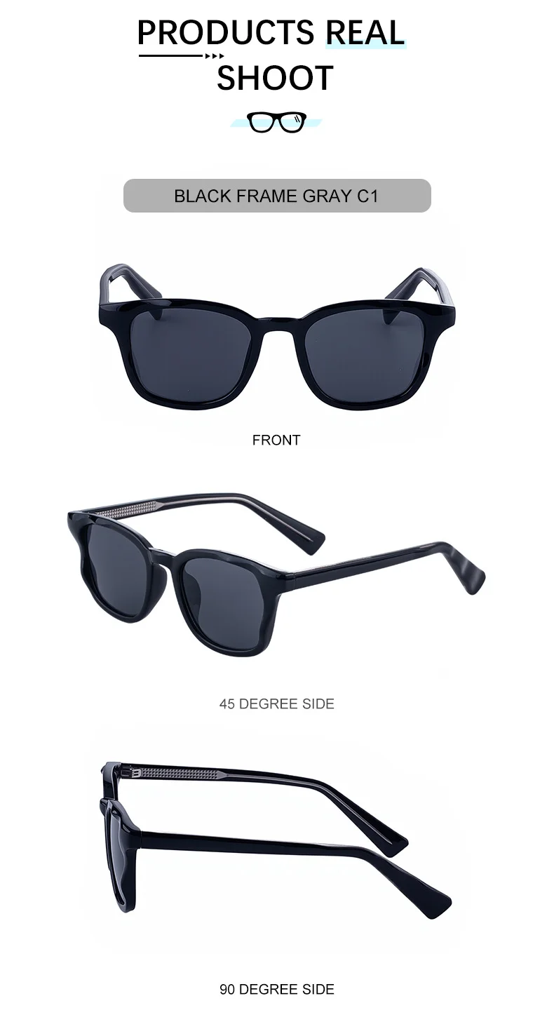 Black PC Trendy Women's Square Sunglasses - Unique Versatile Style, Premium Propionate Frame with Signature Pin Temples - Details 17