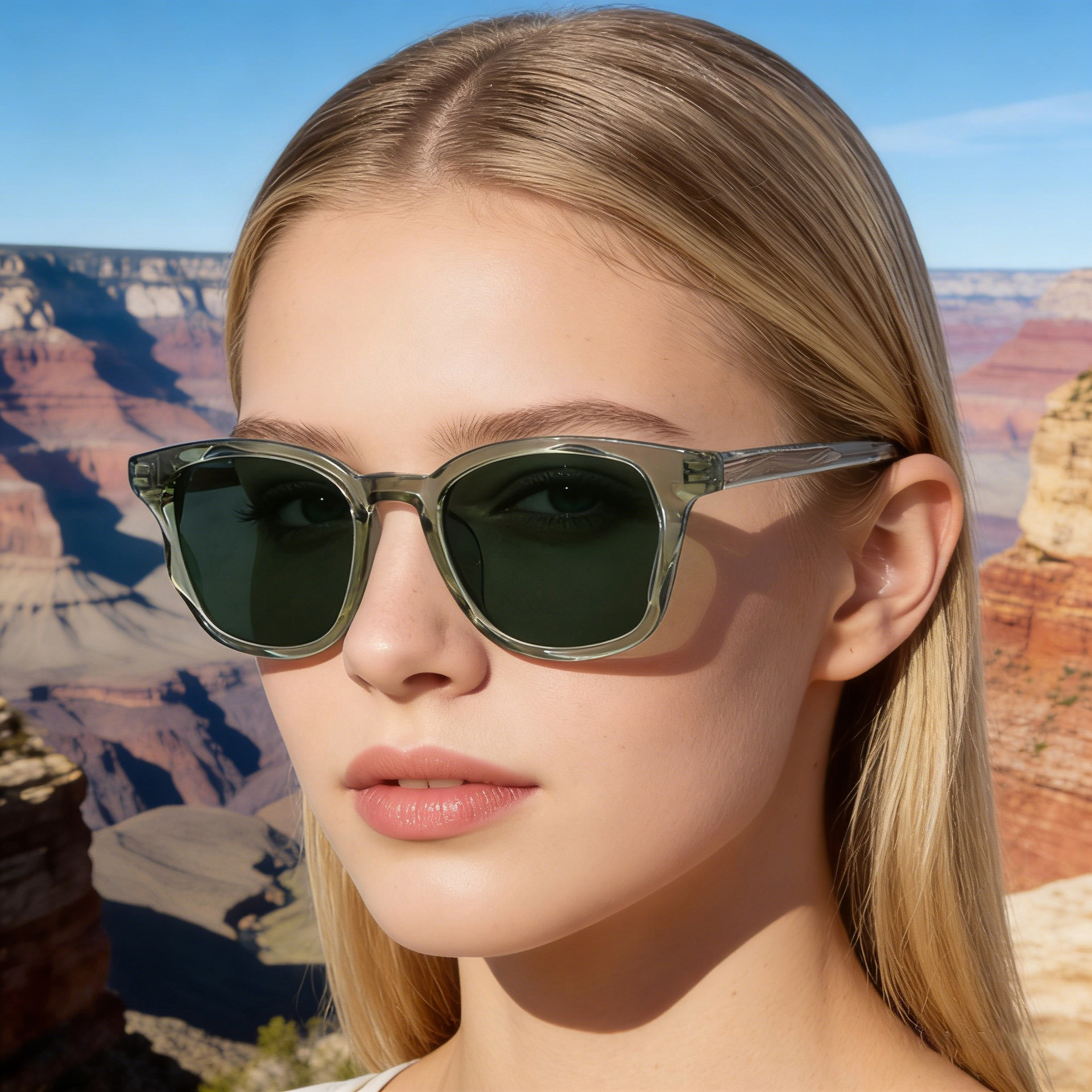 Trendy Women's Square Sunglasses - Unique Versatile Style, Premium Propionate Frame with Signature Pin Temples