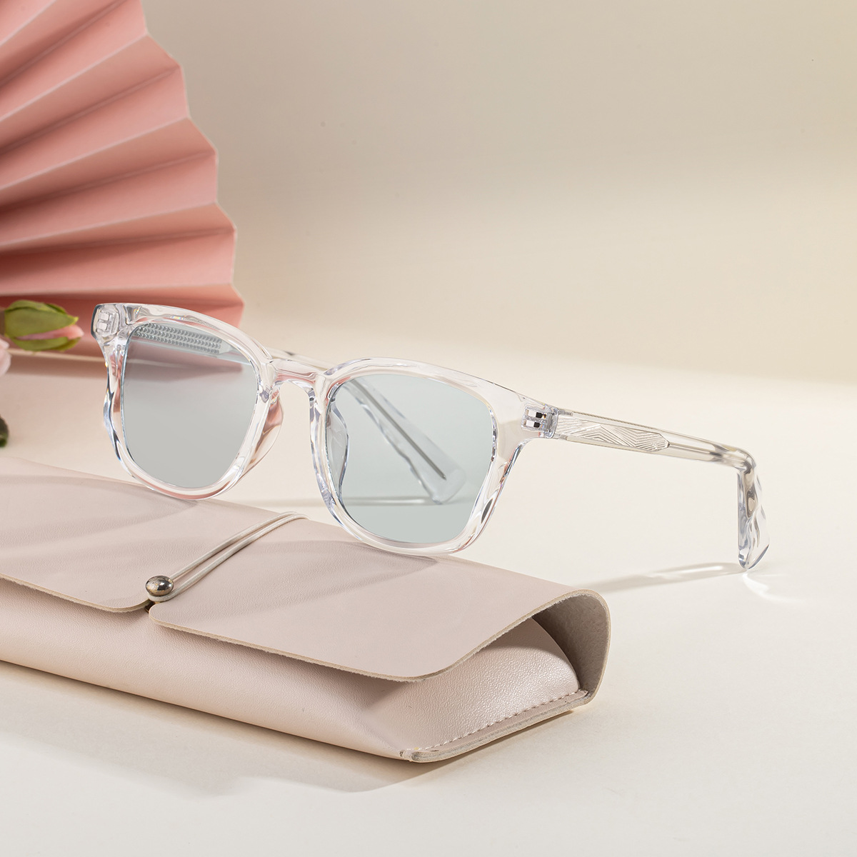 Black PC Trendy Women's Square Sunglasses - Unique Versatile Style, Premium Propionate Frame with Signature Pin Temples - View 3