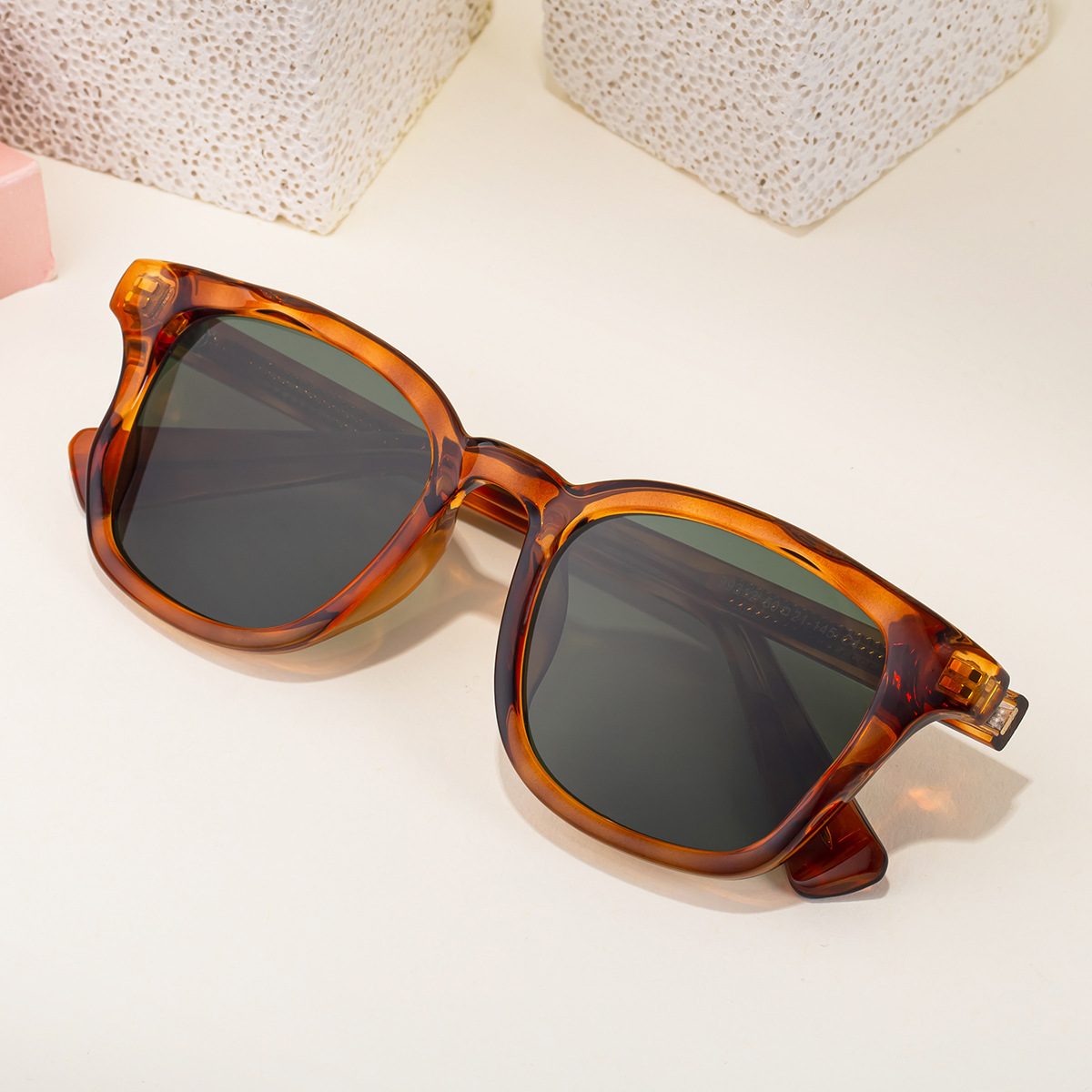Black PC Trendy Women's Square Sunglasses - Unique Versatile Style, Premium Propionate Frame with Signature Pin Temples - View 4
