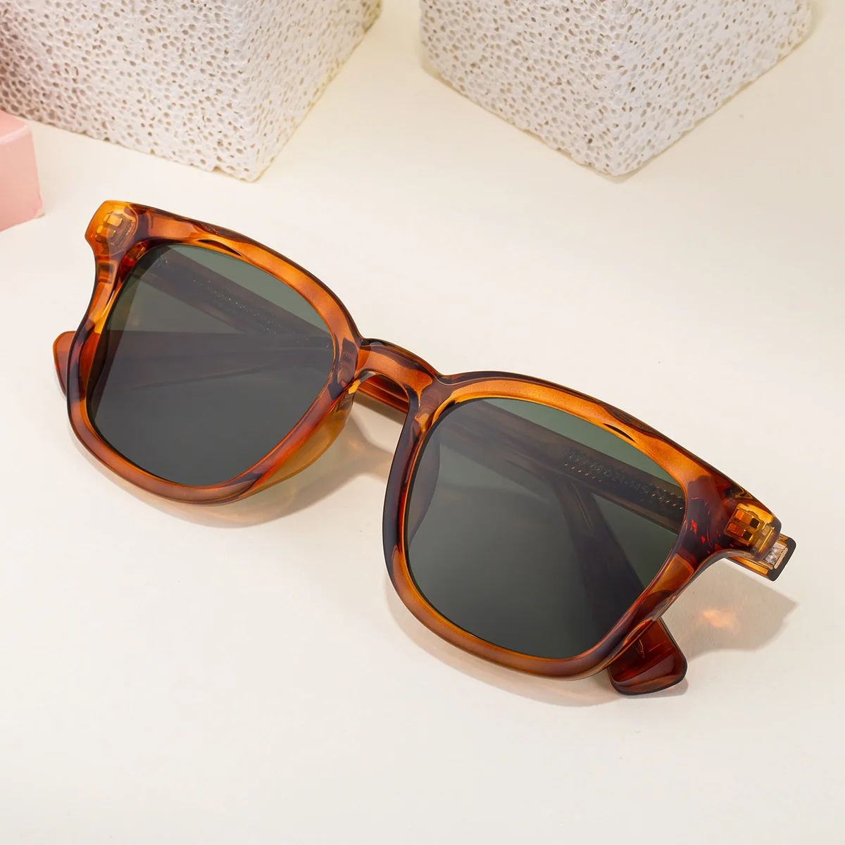 Black PC Trendy Women's Square Sunglasses - Unique Versatile Style, Premium Propionate Frame with Signature Pin Temples - View 4