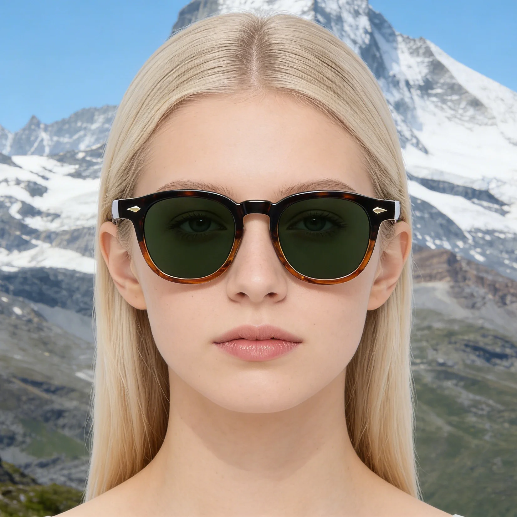 Black PC Trendy Women's Oval Sunglasses - Unique Propionate Frame with Metal Pin Temples – Stylish UV400 Sun Protection - Details 1