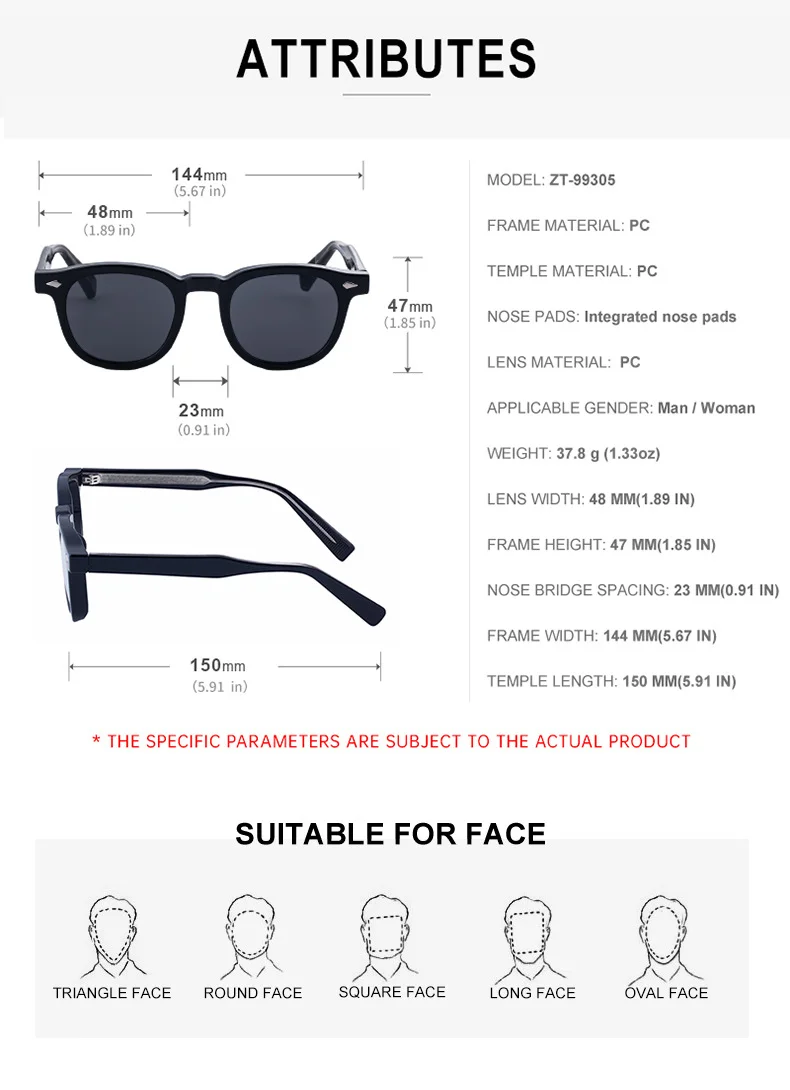 Black PC Trendy Women's Oval Sunglasses - Unique Propionate Frame with Metal Pin Temples – Stylish UV400 Sun Protection - Details 16