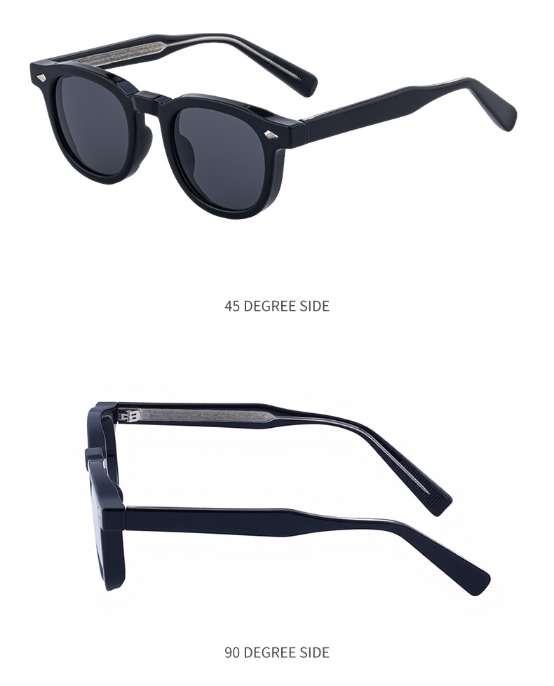 Black PC Trendy Women's Oval Sunglasses - Unique Propionate Frame with Metal Pin Temples – Stylish UV400 Sun Protection - Details 18