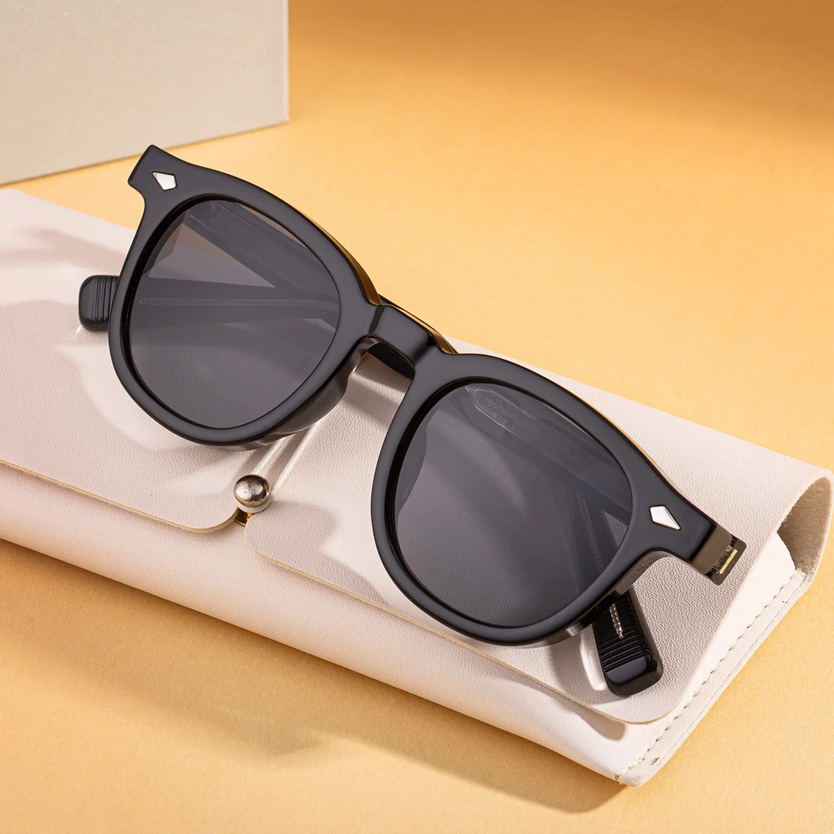 Black PC Trendy Women's Oval Sunglasses - Unique Propionate Frame with Metal Pin Temples – Stylish UV400 Sun Protection - View 4