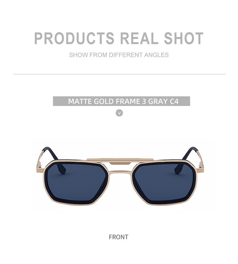 Black Zinc Alloy Men's Retro Square Sunglasses - Trendy Punk Style, Double Bridge Design & Flexible Spring Temples – Vintage Cool Eyewear - Details 15