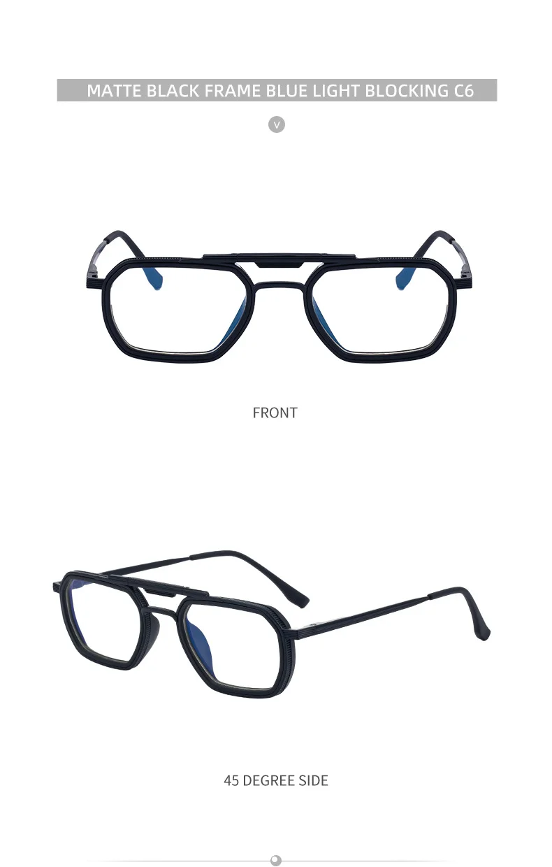 Black Zinc Alloy Men's Retro Square Sunglasses - Trendy Punk Style, Double Bridge Design & Flexible Spring Temples – Vintage Cool Eyewear - Details 21