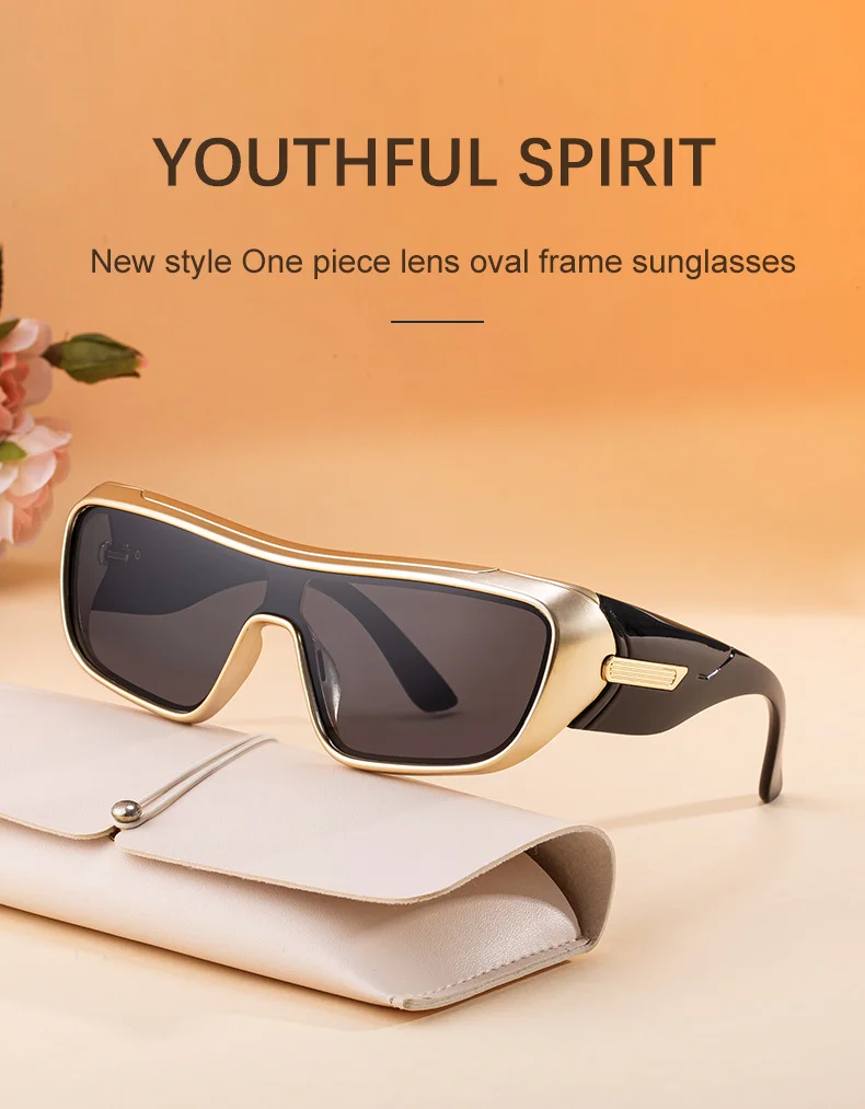 Black PC Men's Trendy Sports Sunglasses - Unique One-Piece Shield Design – Windproof & UV Protection for Cycling, Running & Outdoor Activities - Details 6