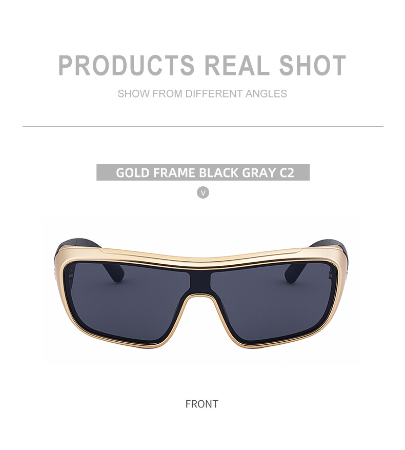 Black PC Men's Trendy Sports Sunglasses - Unique One-Piece Shield Design – Windproof & UV Protection for Cycling, Running & Outdoor Activities - Details 18