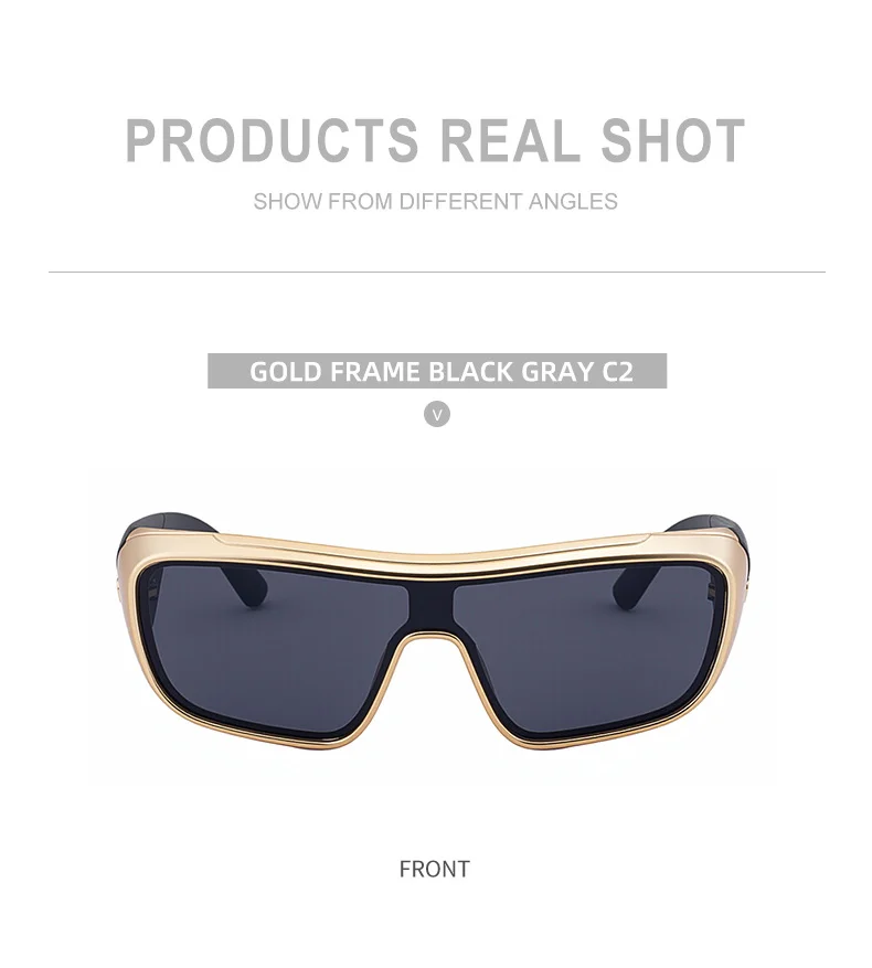 Black PC Men's Trendy Sports Sunglasses - Unique One-Piece Shield Design – Windproof & UV Protection for Cycling, Running & Outdoor Activities - Details 18