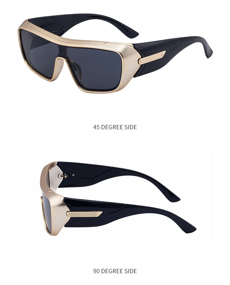 Black PC Men's Trendy Sports Sunglasses - Unique One-Piece Shield Design – Windproof & UV Protection for Cycling, Running & Outdoor Activities - Details 19