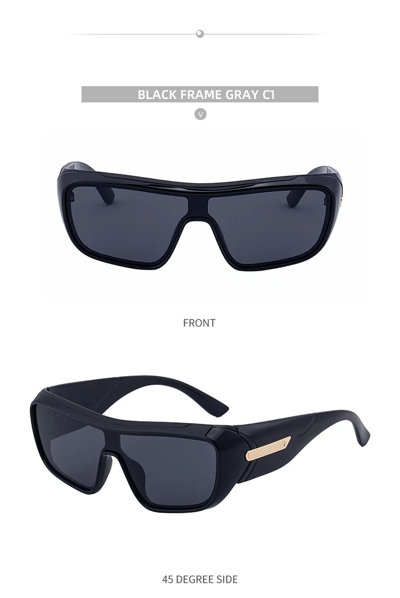 Black PC Men's Trendy Sports Sunglasses - Unique One-Piece Shield Design – Windproof & UV Protection for Cycling, Running & Outdoor Activities - Details 20