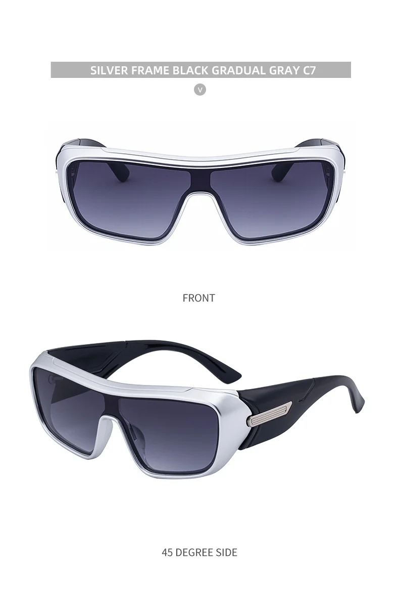 Black PC Men's Trendy Sports Sunglasses - Unique One-Piece Shield Design – Windproof & UV Protection for Cycling, Running & Outdoor Activities - Details 25