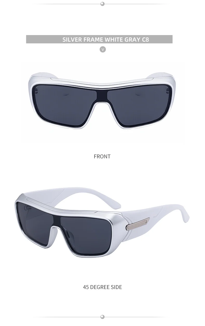 Black PC Men's Trendy Sports Sunglasses - Unique One-Piece Shield Design – Windproof & UV Protection for Cycling, Running & Outdoor Activities - Details 26