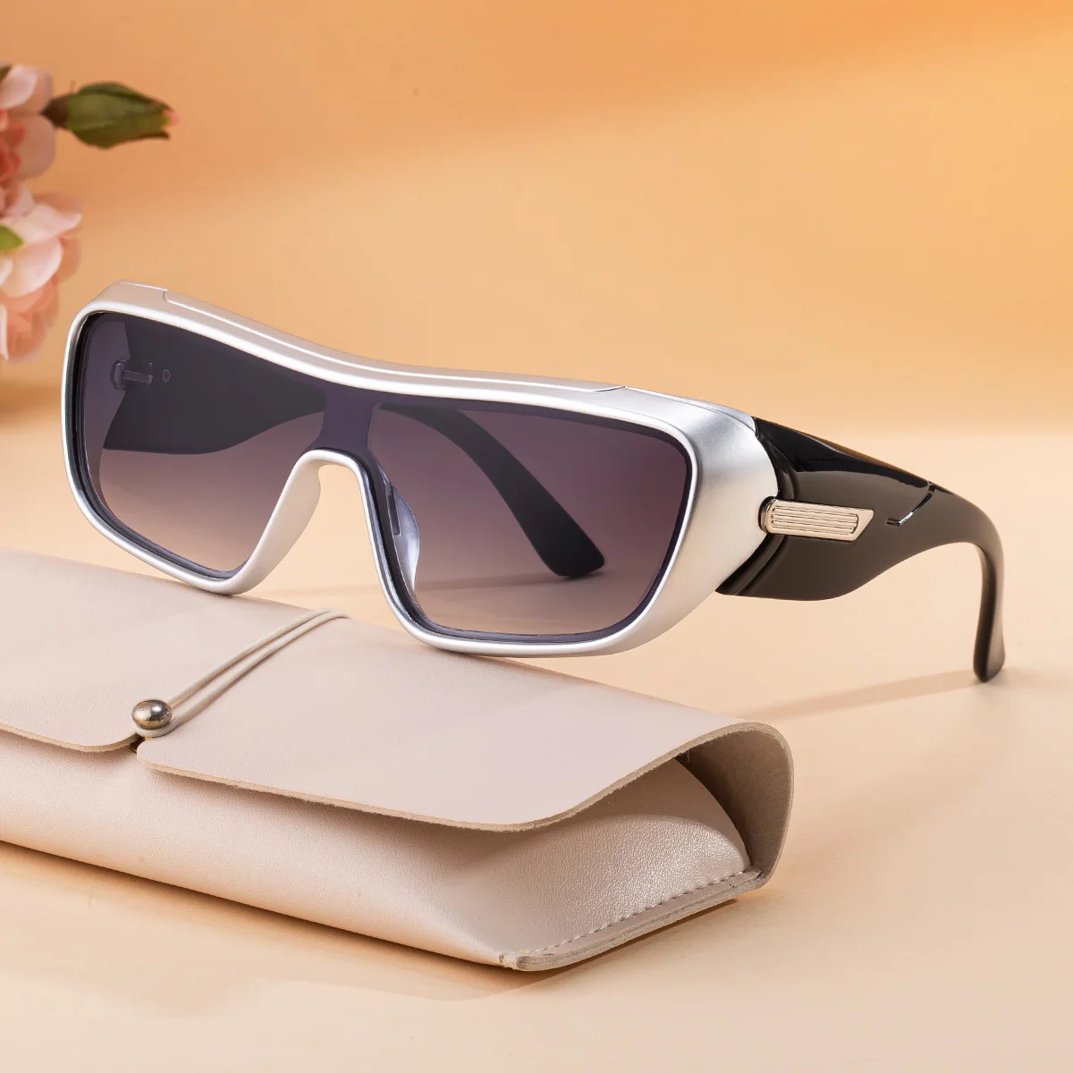 Black PC Men's Trendy Sports Sunglasses - Unique One-Piece Shield Design – Windproof & UV Protection for Cycling, Running & Outdoor Activities - View 3