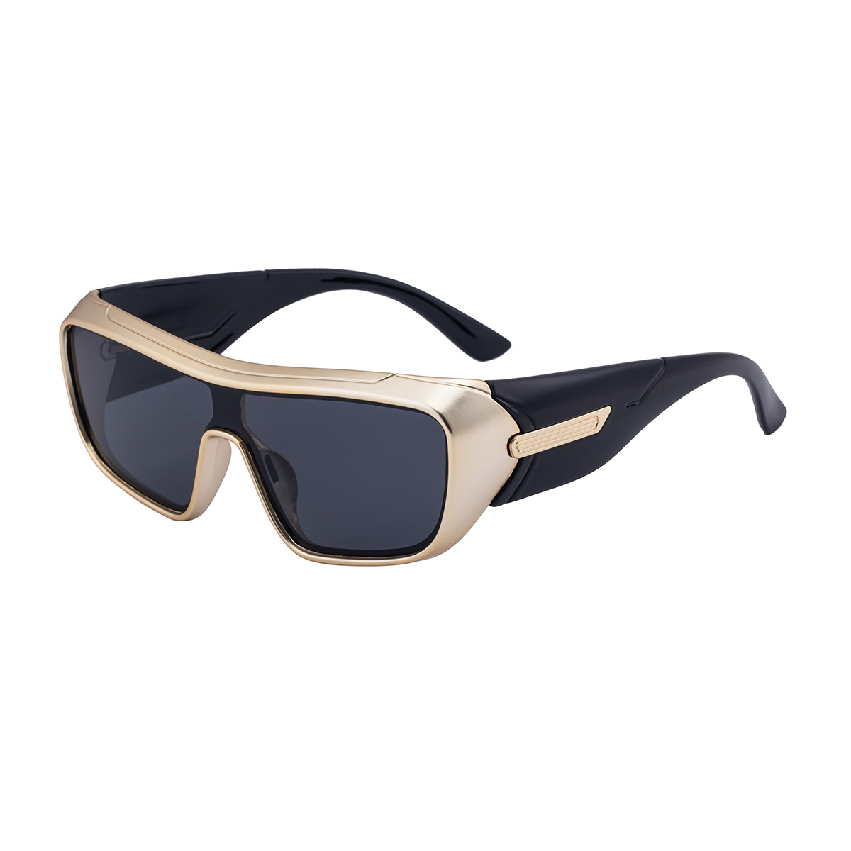 Black PC Men's Trendy Sports Sunglasses - Unique One-Piece Shield Design – Windproof & UV Protection for Cycling, Running & Outdoor Activities - View 5