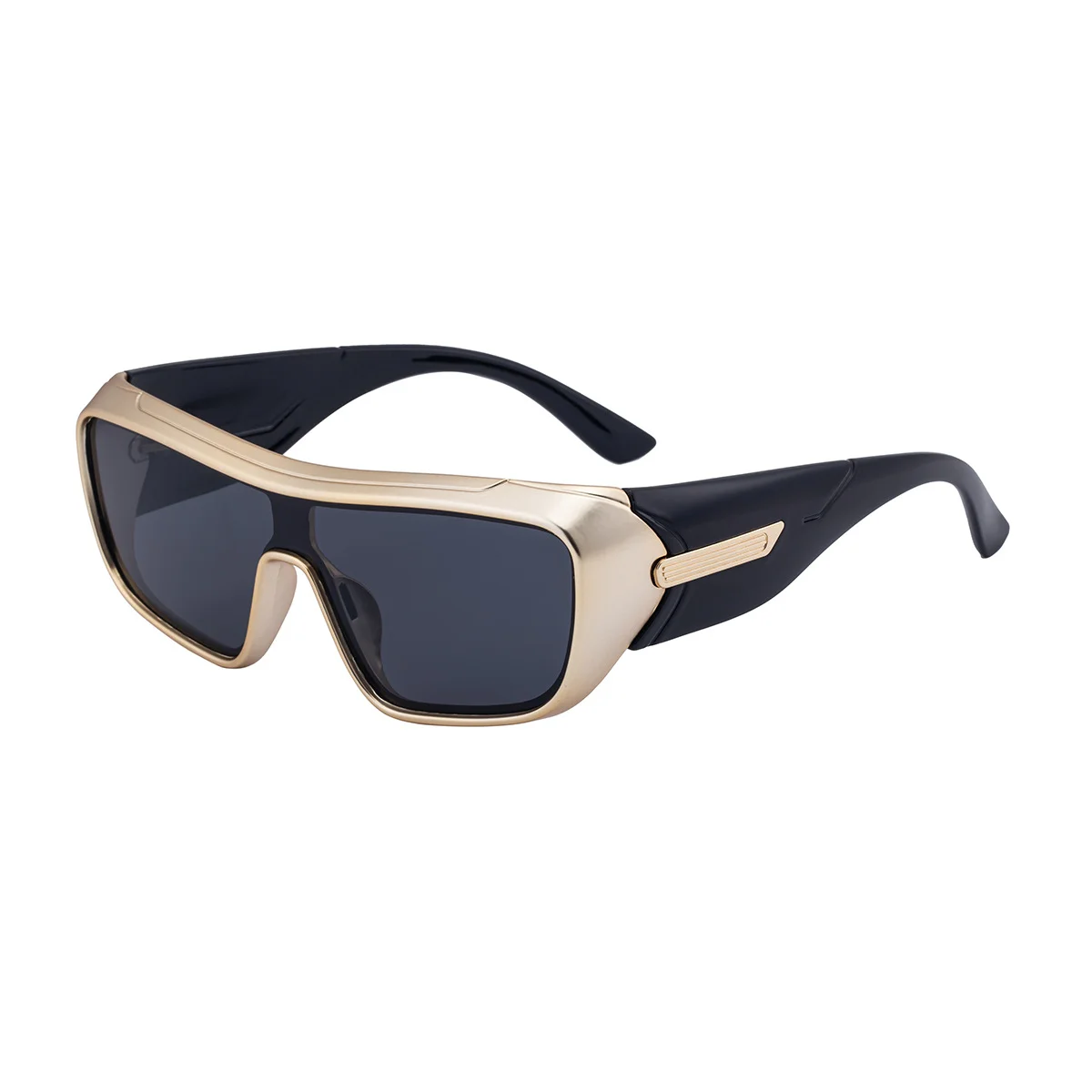 Black PC Men's Trendy Sports Sunglasses - Unique One-Piece Shield Design – Windproof & UV Protection for Cycling, Running & Outdoor Activities - View 5