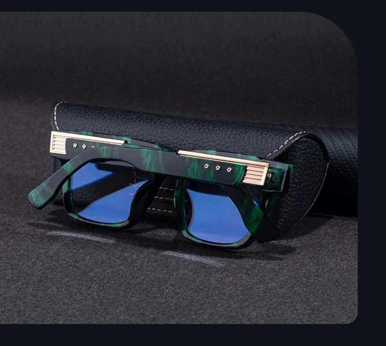 Black PC Men's Retro Square Photochromic Sunglasses - EU/US Fashion Style, Unique Design & UV400 Protection for Outdoor Activities - Details 2