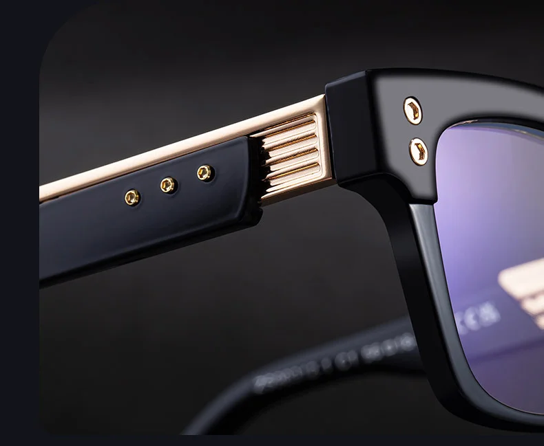 Black PC Men's Retro Square Photochromic Sunglasses - EU/US Fashion Style, Unique Design & UV400 Protection for Outdoor Activities - Details 3