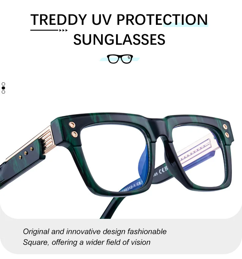 Black PC Men's Retro Square Photochromic Sunglasses - EU/US Fashion Style, Unique Design & UV400 Protection for Outdoor Activities - Details 8