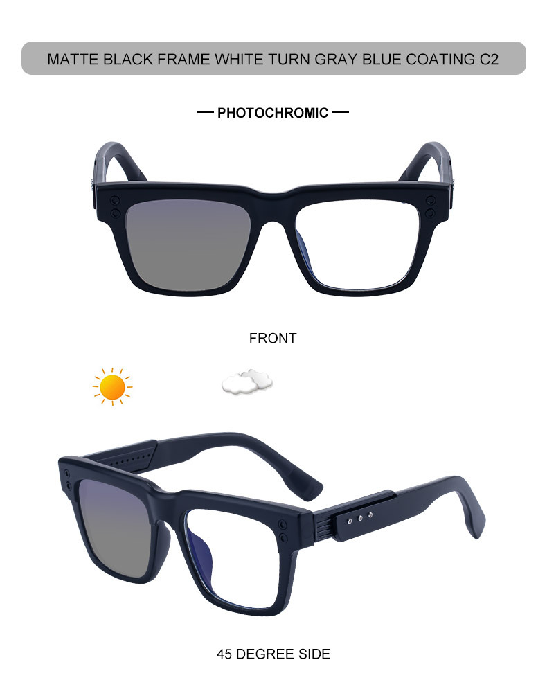 Black PC Men's Retro Square Photochromic Sunglasses - EU/US Fashion Style, Unique Design & UV400 Protection for Outdoor Activities - Details 15