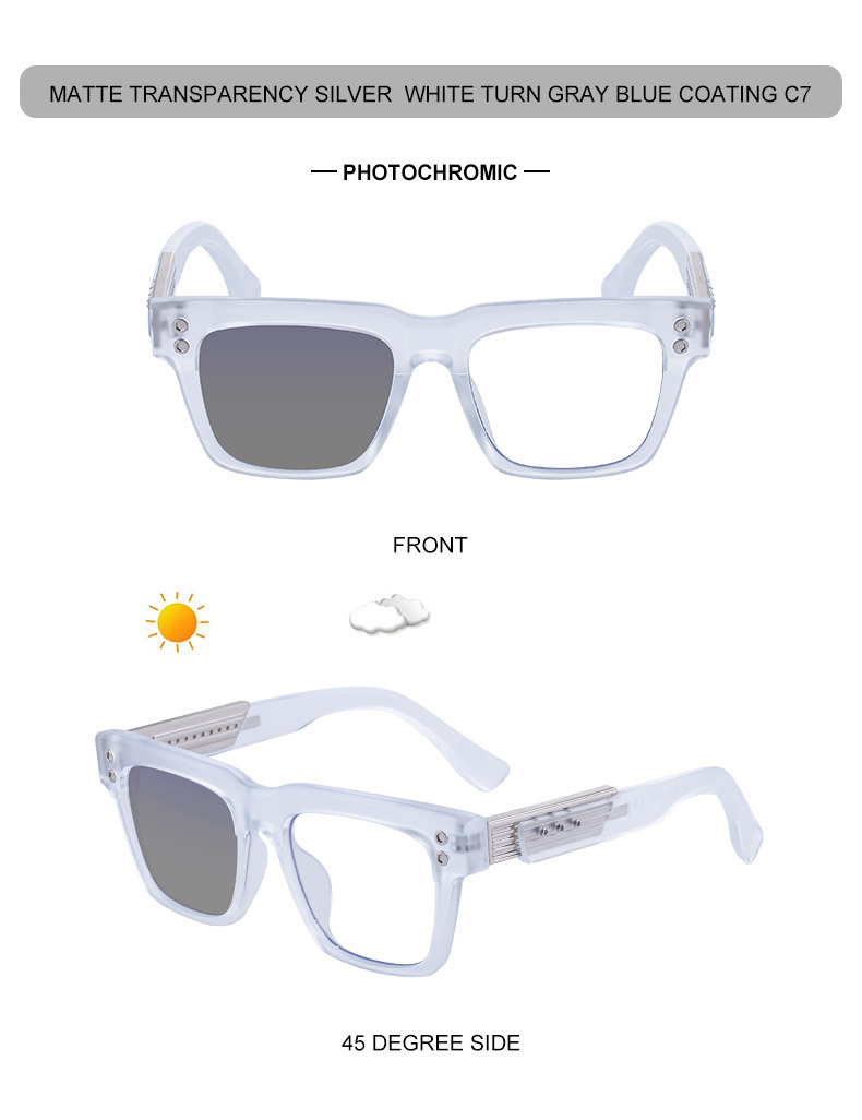Black PC Men's Retro Square Photochromic Sunglasses - EU/US Fashion Style, Unique Design & UV400 Protection for Outdoor Activities - Details 18