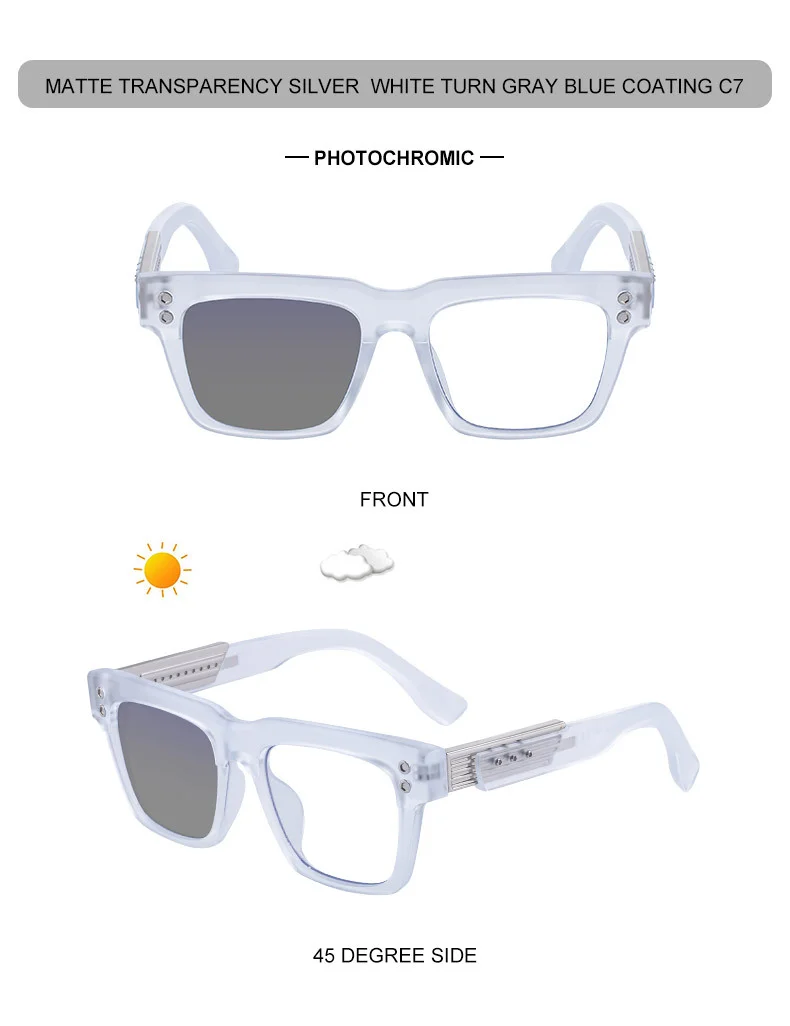 Black PC Men's Retro Square Photochromic Sunglasses - EU/US Fashion Style, Unique Design & UV400 Protection for Outdoor Activities - Details 18