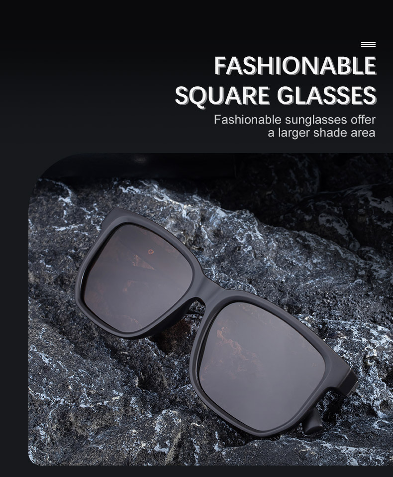 Black PC Men's Retro Square Polarized Sunglasses - Trendy Fashion Frame, Anti-Glare for Driving & Outdoor UV400 Protection - Details 3