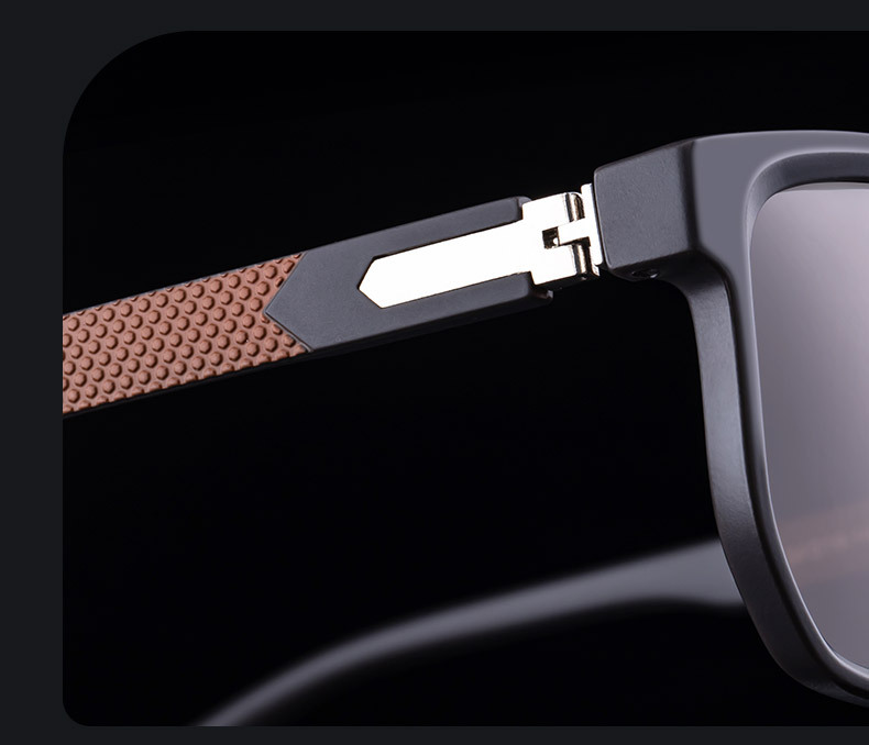 Black PC Men's Retro Square Polarized Sunglasses - Trendy Fashion Frame, Anti-Glare for Driving & Outdoor UV400 Protection - Details 5