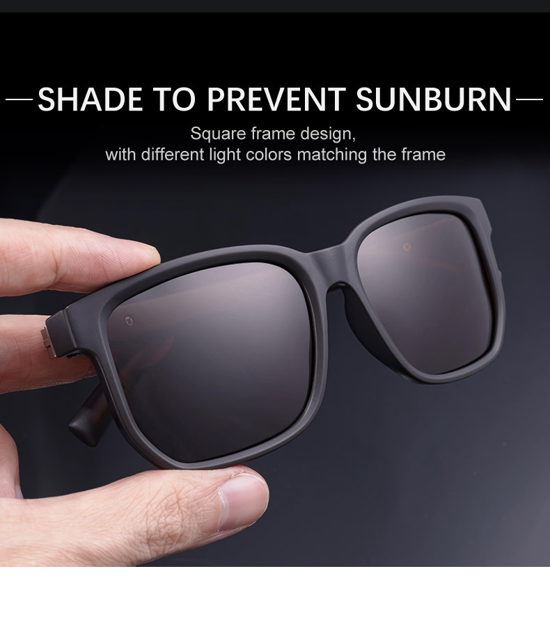 Black PC Men's Retro Square Polarized Sunglasses - Trendy Fashion Frame, Anti-Glare for Driving & Outdoor UV400 Protection - Details 6