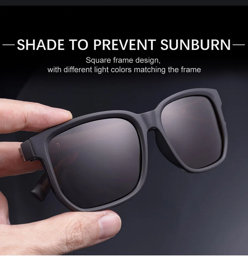 Black PC Men's Retro Square Polarized Sunglasses - Trendy Fashion Frame, Anti-Glare for Driving & Outdoor UV400 Protection - Details 6