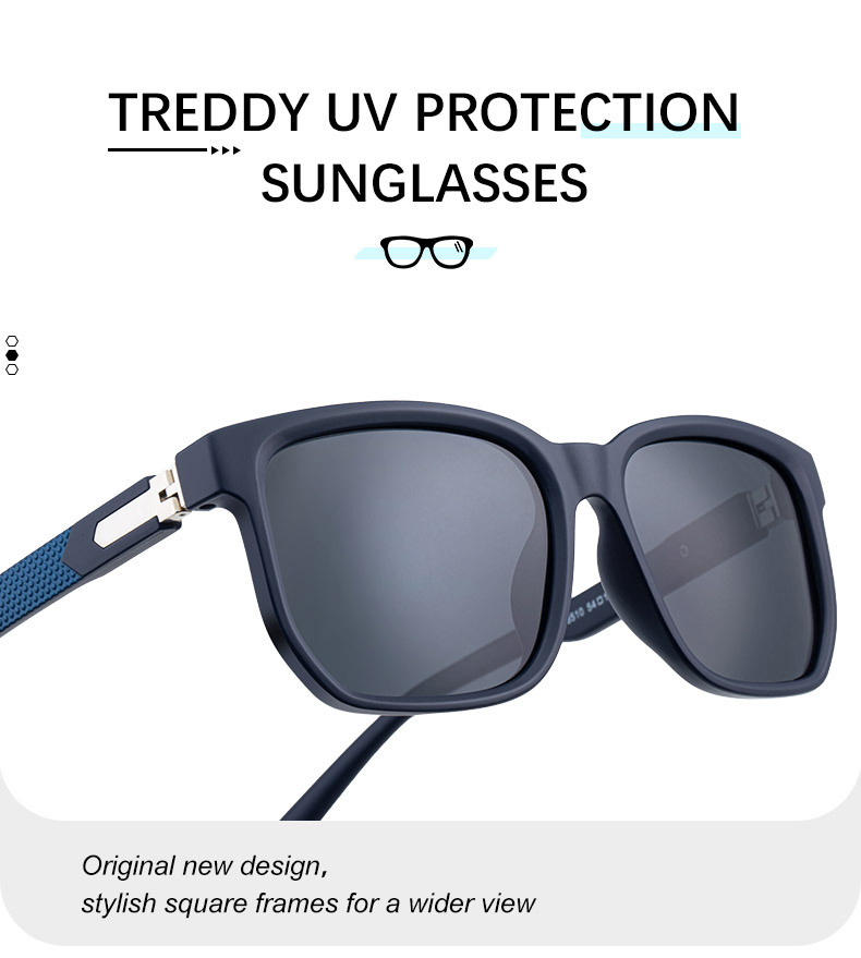 Black PC Men's Retro Square Polarized Sunglasses - Trendy Fashion Frame, Anti-Glare for Driving & Outdoor UV400 Protection - Details 10